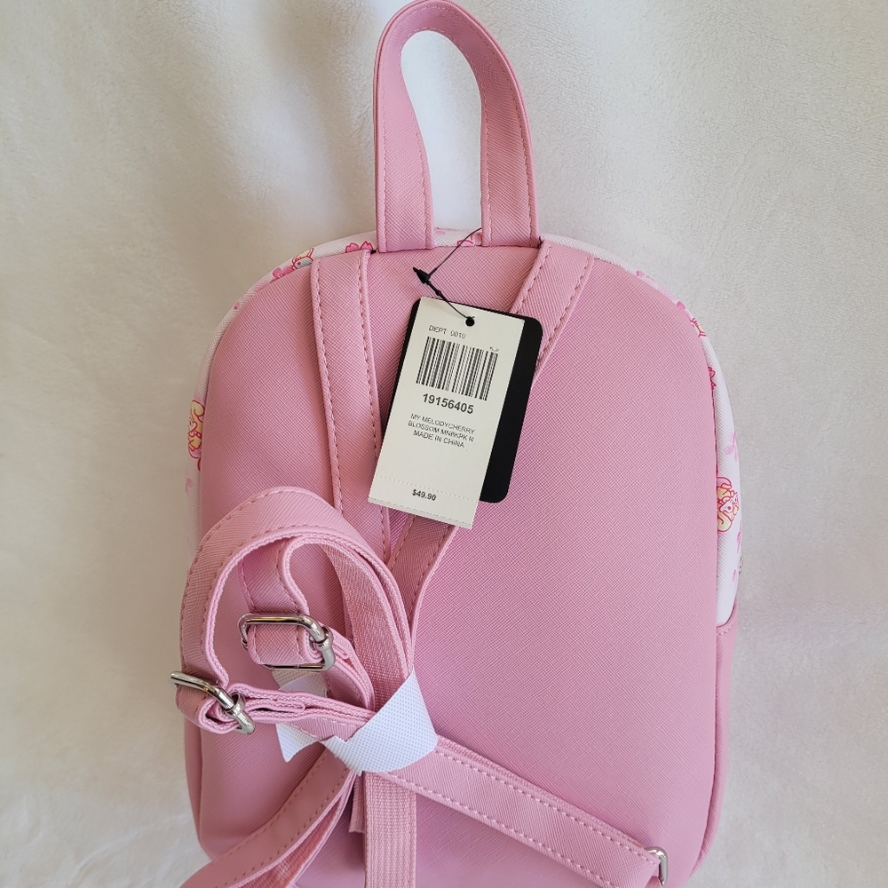 Sanrio My Melody Mini Backpack Cherry Blossoms Floral Pattern Bag "New" - Picture 4 of 5